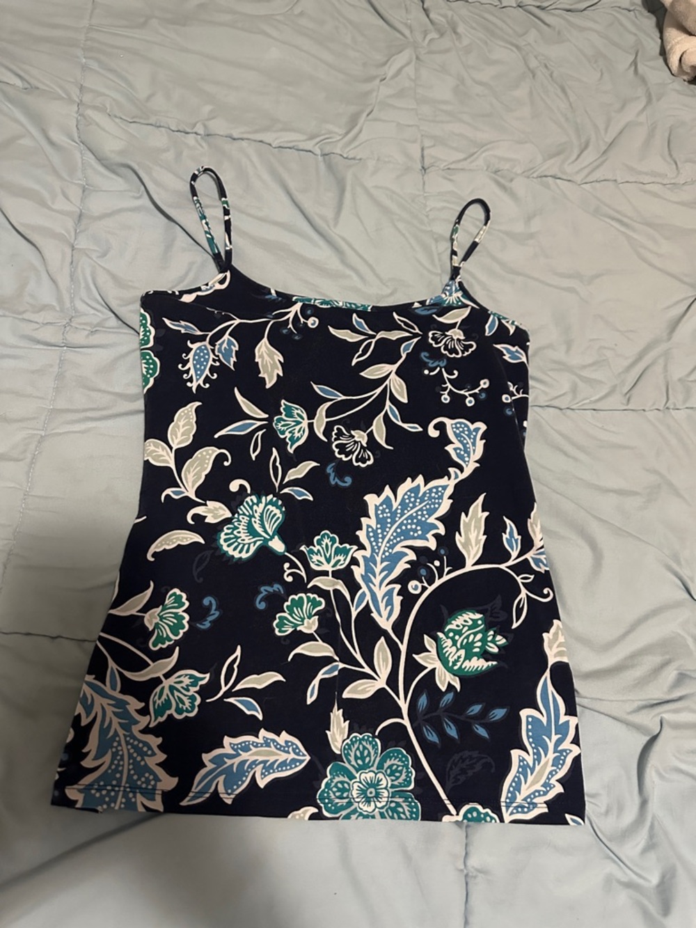 Loft Navy Floral Spaghetti Strap Tank Top Size Medium